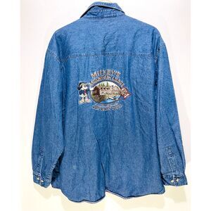 World Disney world denim jacket shirt insulated Mickie's mountain lodge men's XL